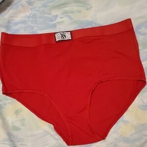 Victoria's Secret Red Briefs with Crystal Monogram Patch